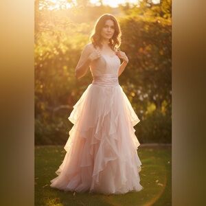 David's Bridal Strapless Dress in Blush